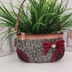 Coach Purse Soho Tweed Velvet Accent Mini Gray And Black 