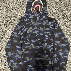 Bape Camo Hoodie Blue Size L or XL