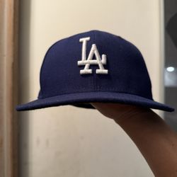 New Era 59FIFTY Los Angeles Dodgers Fitted Hat 7-1/8 - LA Baseball Wool Blue EUC