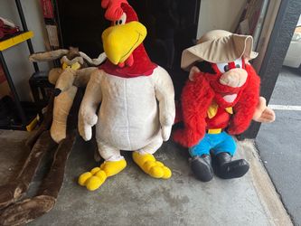 3 Giant Looney Tunes Plush Lot – Yosemite Sam, Foghorn Leghorn & Wile E. Coyote