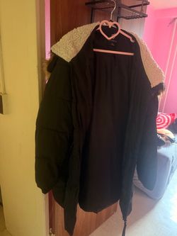 Black Puffer Jacket with Sherpa Collar