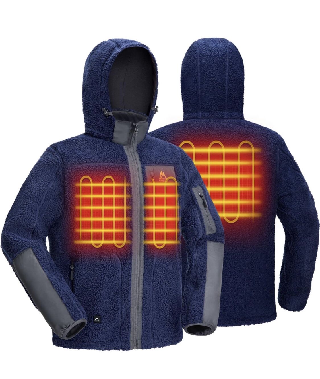 NEW,Heated Jacket, Windproof Sherpa Heating Coat Detachable Hood,Battery Included, Medium