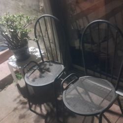 2 Blk Out Door Metal Chairs