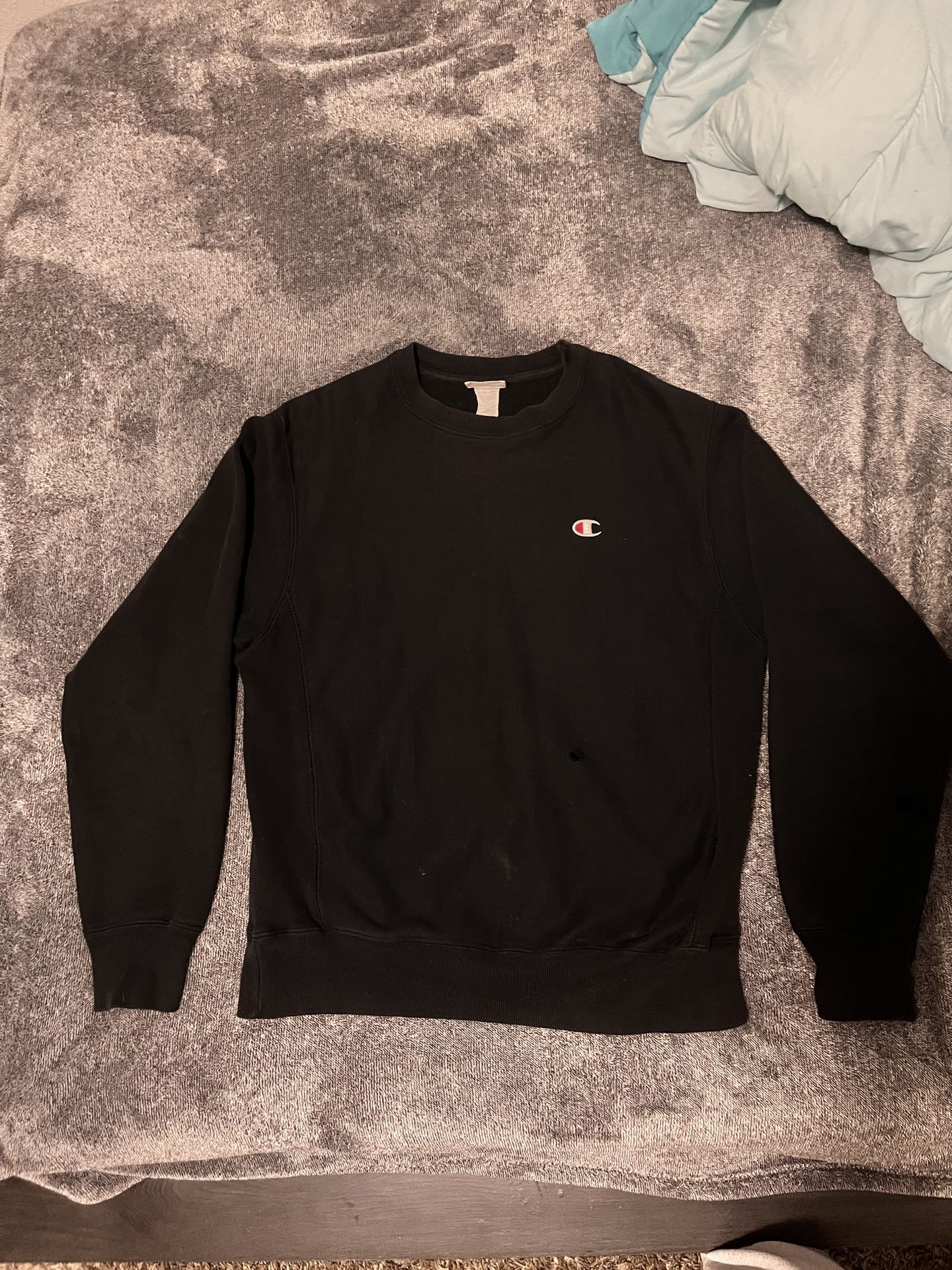 Black Champion Reverse Weave Sweatshirt- Size Medium