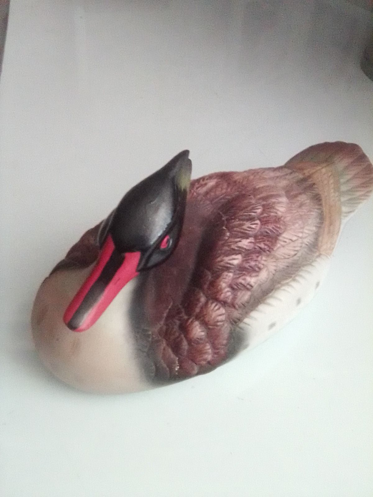 Vintage Hand Crafted And Painted Ceramic Duck Great Condition approximately 10 in Long