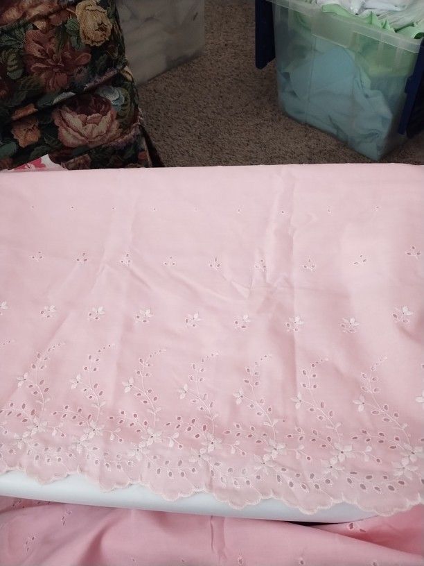 Coral Embroidered Cotton Fabric