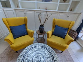 Yellow Wingback Armchairs – Set of 2