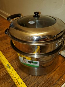26cm stainless steel 2-tier steamer pot, commonly used for healthy cooking of vegetables, meat, and seafood. The design typically features a bottom st