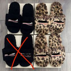 Balenciaga fur slides