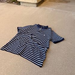Polo Ralph Lauren Classic Fit Navy White Stripe Pony Polo Shirt  Men's Large