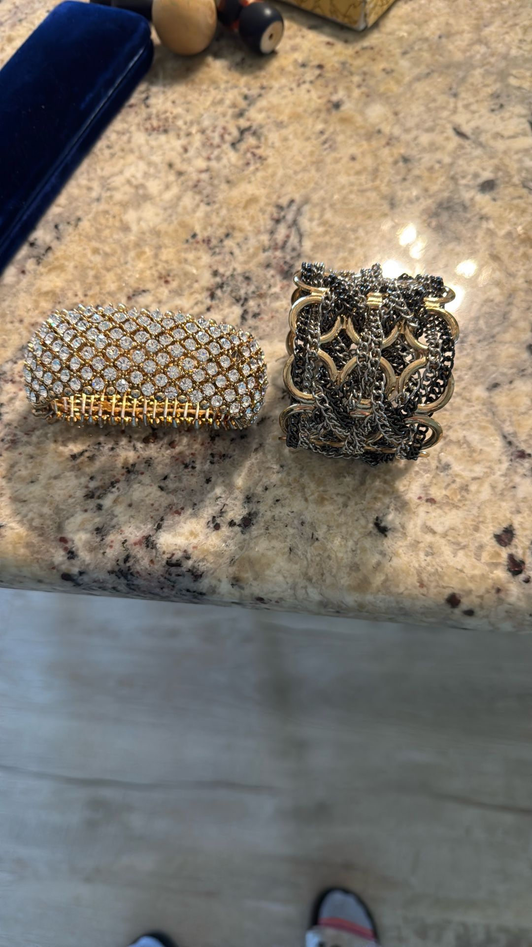 Diamond Like Gold Bracelet And Silver And Gold Like Cuff Bracelet