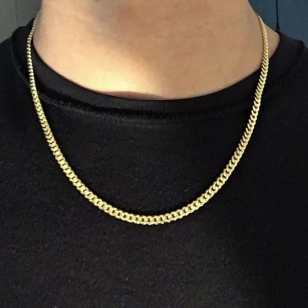 Gold Chain Cuban Necklace 20in 4mm 925 Italy