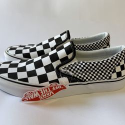 Vans Slip On Checkered Black And White Shoes Mens Size 10