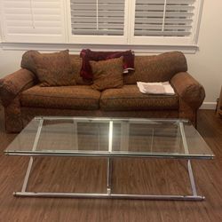 MCM Glass / Chrome Coffee Table / Mid Century 