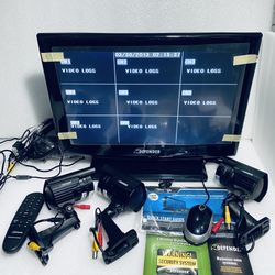 Defender 8 Channel H.264 Smart 18” LCD-DVR Security System w/ 3 Hi-Res Indoor/Outdoor Cameras, Color & Night Vision