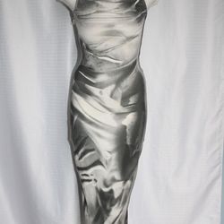 SHEIN ICON Gray White Tie Dye Mesh Maxi Dress XS