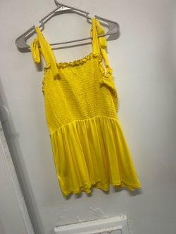 Yellow Smocked Mini Dress with Tie Straps