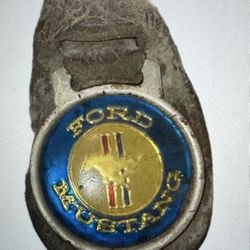 Vintage Ford Mustang Leather Keychain Key Fob