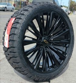 24” Chevy Silverado GMC Sierra Replica Wheels & Tires Off-Road Tahoe Yukon Escalade Suburban Rines Y