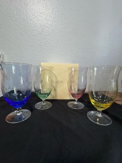 Lenox Butterfly Meadow Colored Stemware Set – 4 Assorted Goblets with Original Box