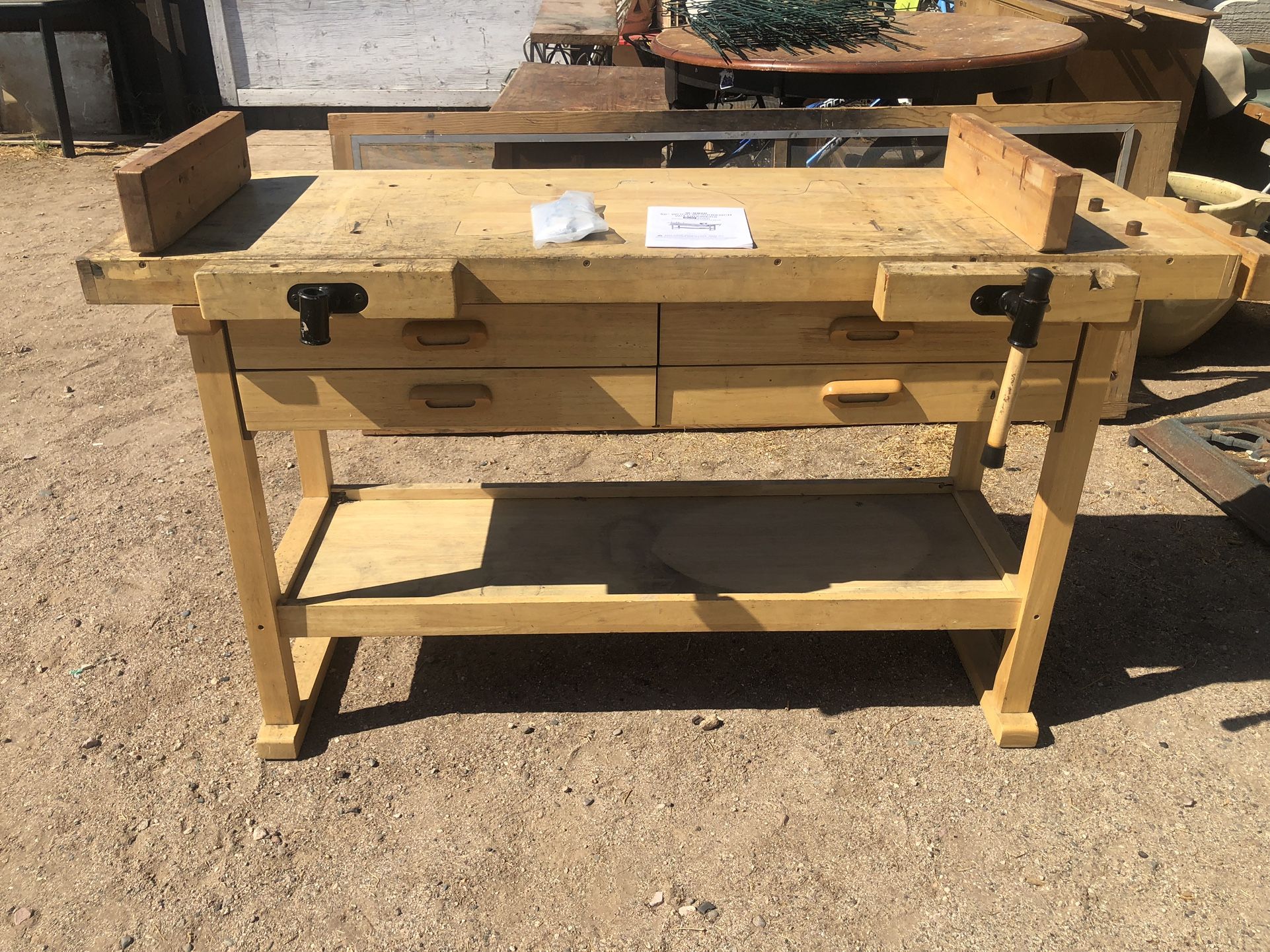 US General 60” Wood Workbench W/4 Drawers
