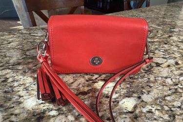 COACH coral leather crossbody bag purse