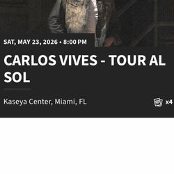 Carlos Vives Tour AL Sol Tengo 4 Boletas Disponibles
