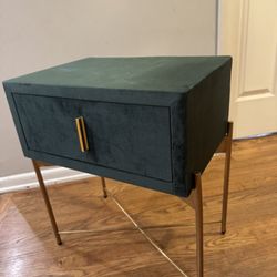Two Dark Green Night Stands  (suede)