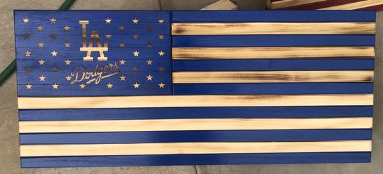 Dodgers wood flag