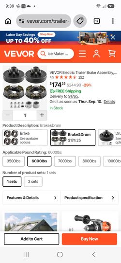 Vevor Electric Trailer Break Assembly