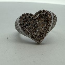 14K White Gold & CZ Stones Ring