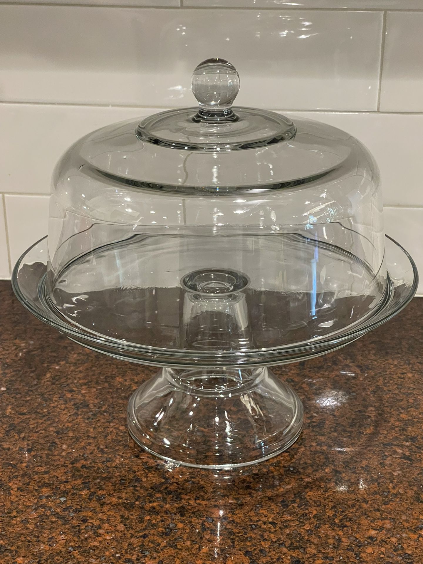 Cake Plate And Glass Dome Pedestal