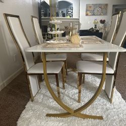 White and Gold Dinning Table Set