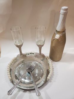 Wedding glasses and plat