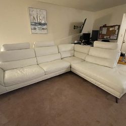 Big New L-shape Sectional White Leather Couch