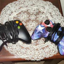 X2 XBOX 360 VIDEO GAME WIRED CONTROLLERS 