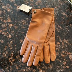 Coach Brown Leather Tech Gloves