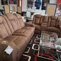 Power Reclinig Sofa and Love Seat 
