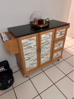 Bamboo 2-Door Kitchen Cart with 3-Drawers - Big Lots