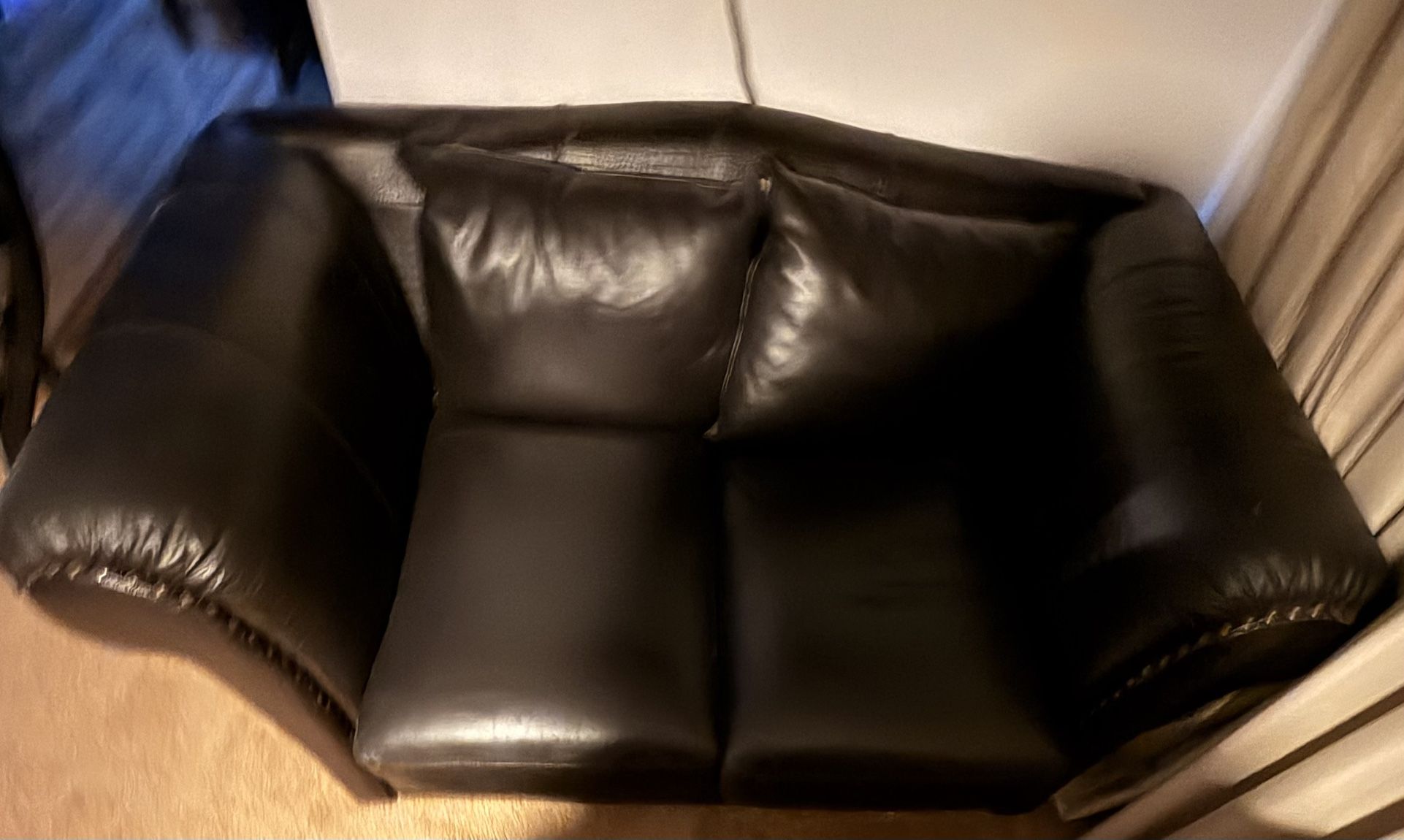 Plush Custom Made Italian Leather Made Loveseat