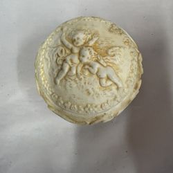 Vintage Porcelain Trinket Box With 2 Cherubs/Karen Carson Creation