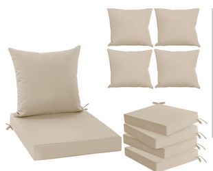 Summsun Patio Chair Cushions 22 x 22 Inch, Water Resistant Backrest Pillow and Seat Cushion Set for Outdoor Furniture, Sectional Sofa Cushion Replacme