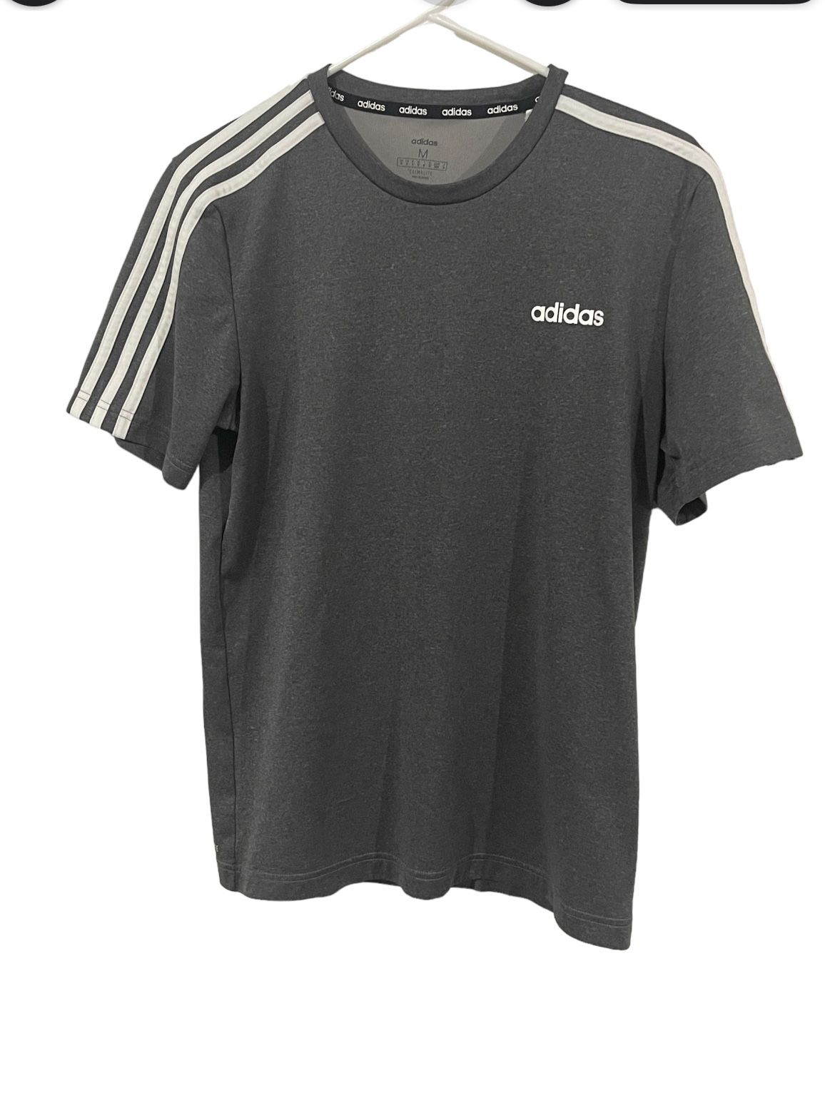 Adidas T shirt Men Medium Gray Climalite Tee Active Short Sleeve Stretch
