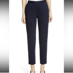 St. John Collection Women’s Navy Windowpane Ankle Slim Pants - Size 2