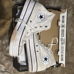 White Platformed Converse
