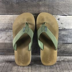 Carolinas Saltwater Men s Green Canvas Flip Flop Thong Sandals
