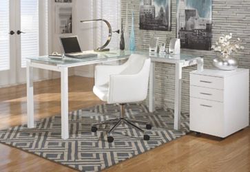 Baraga 61" Home Office Desk includes chair and filing cabinet