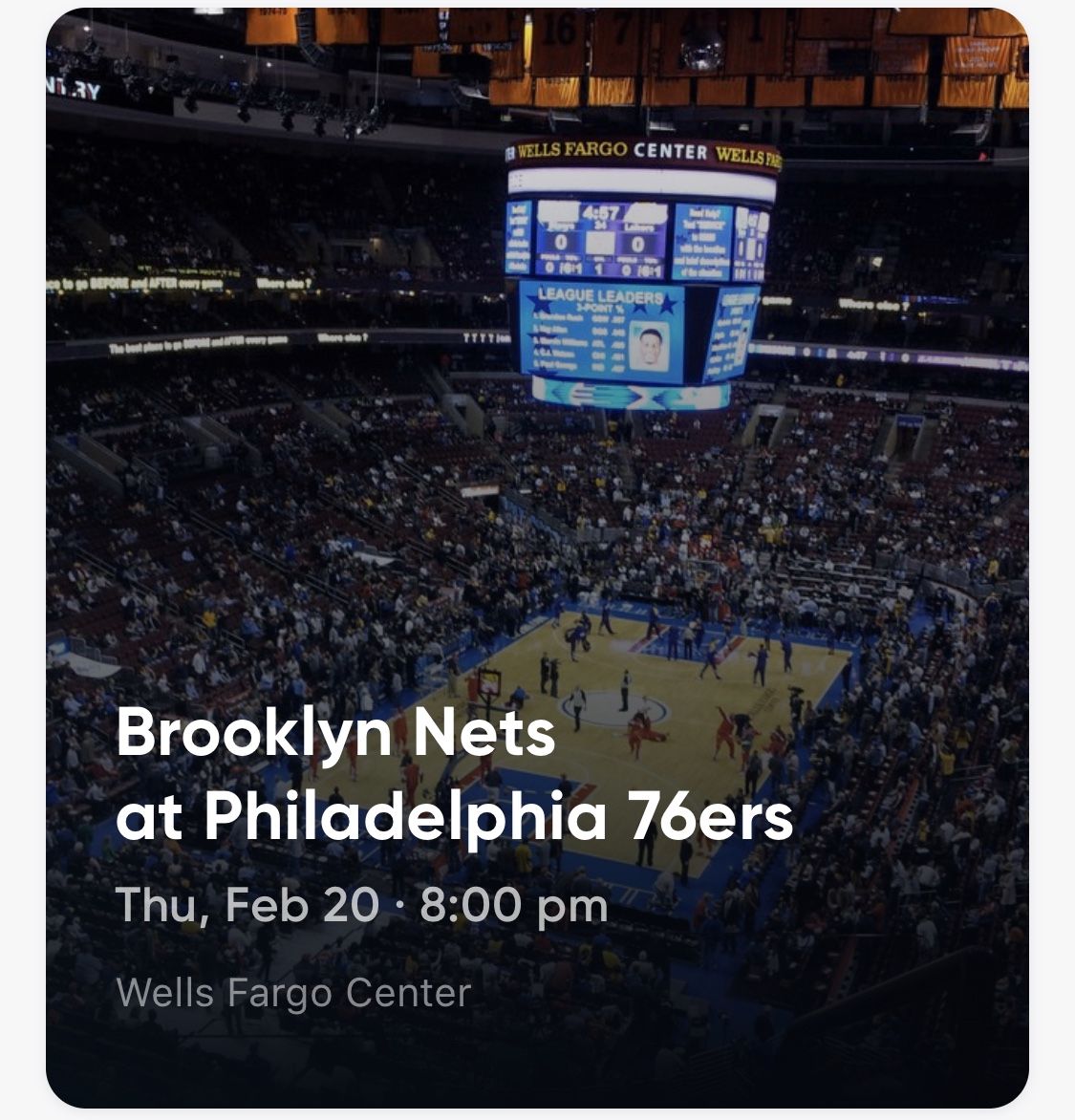 Two tickets for Sixers/Nets game for sale