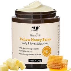 Beef Tallow for Skin, Whipped Tallow and Honey Balm for Body and Face, 
