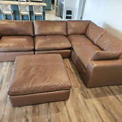 5pc Emilia Leather Sectional Ottoman
